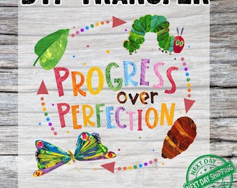 Progress Over Perfection Teacher Ready To Press, Teacher DTF Transfers, Heat Transfer, Progress Over Perfection Teacher DTF Transfer