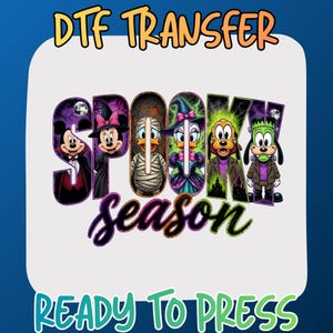 Spooky Season DTF Transfer Ready to Press, Magic Friends Halloween Costume Heat Design, Vampire Witch Frankenstein Iron On Decal, Shirt DIY