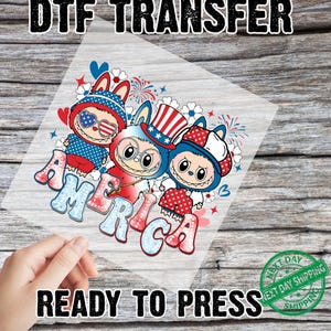 Labubu 4th of July DTF Transfers, Labubu Ready to Press DTF Prints, Labubu Tshirt DTF Print, Labubu Heat Transfer Design, 4th of July Dtf