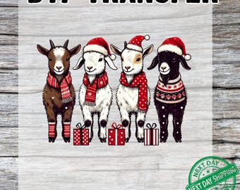 Goat Christmas DTF Transfer: Western Christmas Ready To Press, Country Mom, Goat Lover Gift, Cute Goats Dtf, Santa Goat Dtf