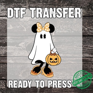 Disney Ghost Minnie & Mickey Ready to Press DTF, Mouses Ghost Print, Disney Halloween Print, Heat Press DTF Transfer, Disney Pumpkin DTF