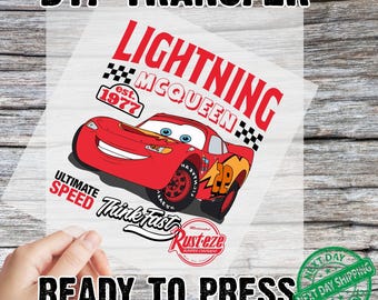Lightning McQueen, Disney Design, Iron on Decal, Direct to Film Transfer, Ready to Press DTF Transfer, Disney DTF, Disney jasmine