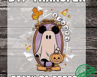 Mickey Ghost Halloween DTF Transfer: Spooky Season Disneyland Design