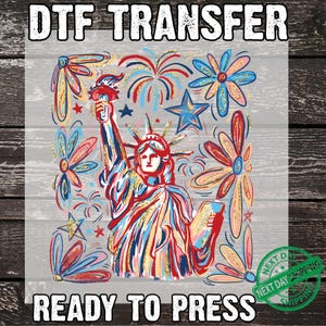Retro 4th July Statue of Liberty DTF Transfer, 4th of July Ready To Press, USA Heat Transfer, America DTF, Fourth Of July Dtf, High Quality