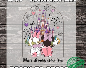 Where Dreams Come True DTF Transfer, Disney Ready to Press, Disney Iron On For Shirts, Disney Castle Heat Press Transfer, Mickey Dtf Prints