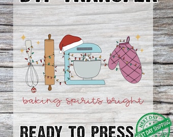 Transferencia DTF brillante de Baking Spirits, Leer para imprimir, DTF de Baking Family Xmas, Transferencia DTF brillante de Baking Spirits, Transferencia DTF