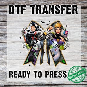 Disney Villains Coquette Bow Dtf, Disney Witches Dtf Transfer, Halloween ready to press, Disney Girl Trip Dtf, Magic Kingdom Family Trip Dtf