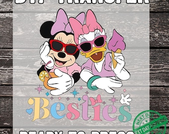 Disney Besties DTF Transfer, Minnie and Daisy Besties Friendship Ready To Press, Besties Sunglasses Design Heat Transfer, Besties DTF Print