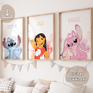 3 Minimalist Stitch Posters Lilo & Stitch, Ohana Means Family, Stitch Wall Art, Digital Download, Stitch Printable Posters, Nursery Wall Art