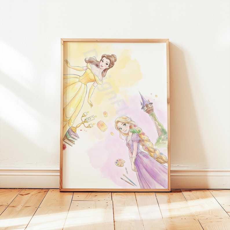 3 Hand-drawing Princesses Posters - Modern Princess Theme, Nursery Wall ...