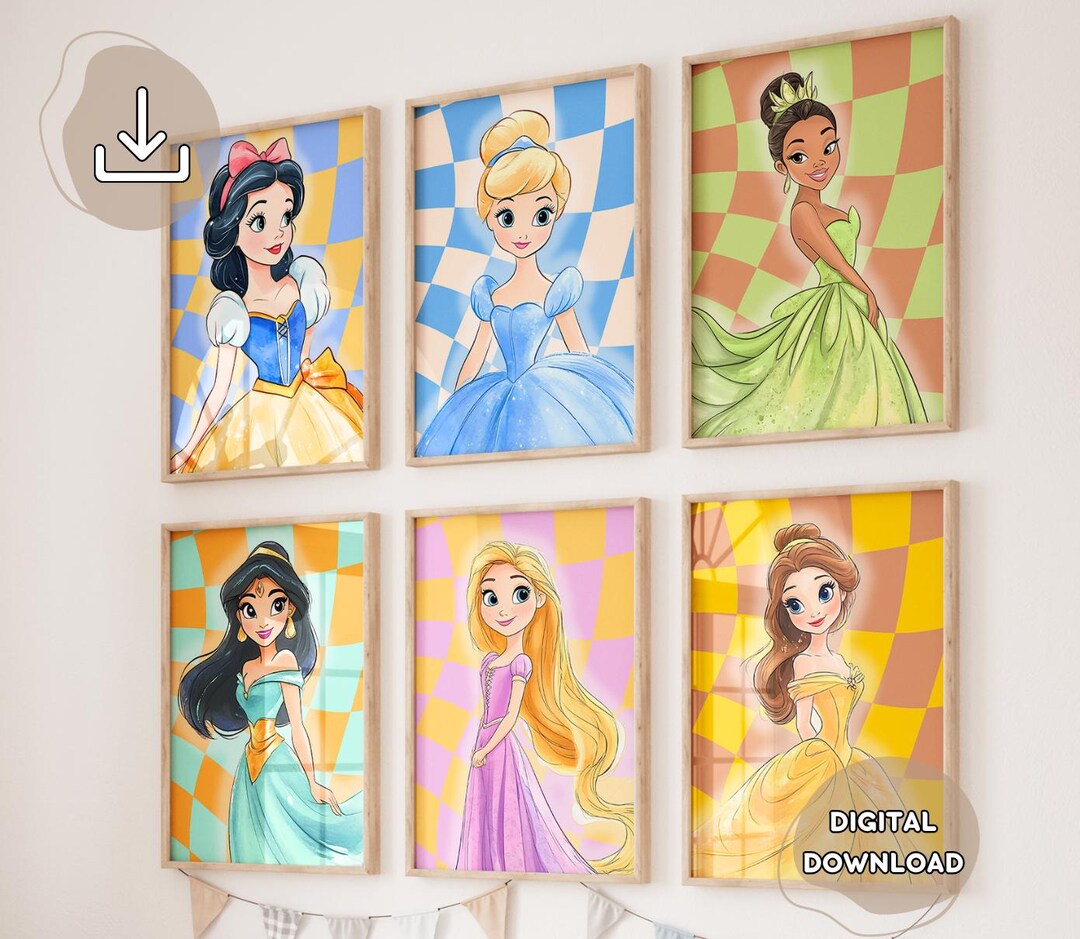 6 Nursery Princesses Poster - Printable Popular Princess, Baby Shower ...