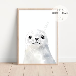Decoración de vivero de animales árticos - Impresiones de vivero de focas - Arte de pared de vivero ártico de aventura - Decoración de vivero neutral de género - Tema de aventura
