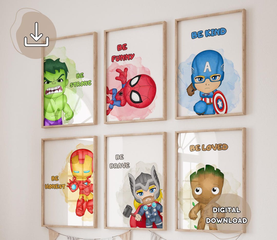 6 Watercolor Baby Superheroes Prints - Nursery Superheroes, Avengers ...