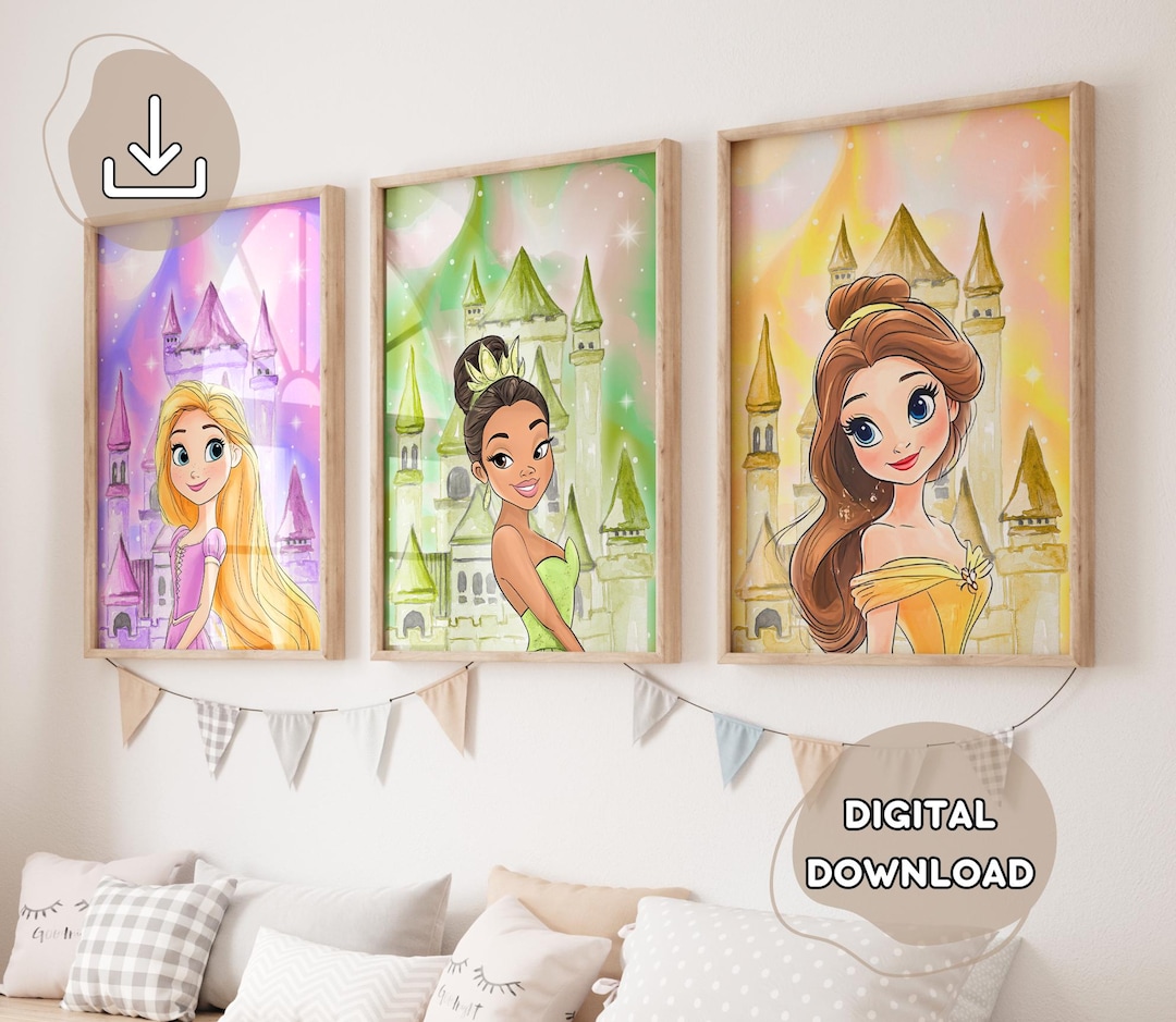 3 Gentle Princesses Posters - Princess Castle, Nursery Wall Art, Girls ...