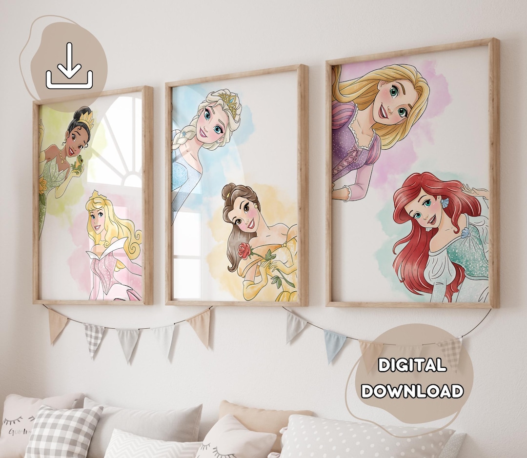 3 Inspired Princesses Posters - Modern Princess Theme, Nursery Wall Art ...