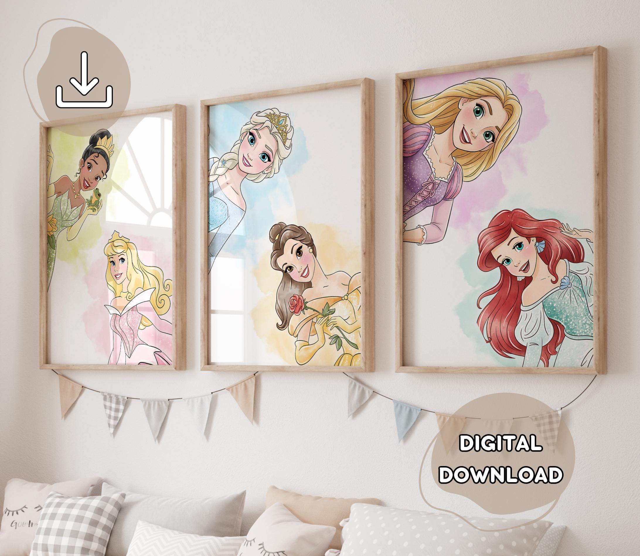 3 Inspired Princesses Posters - Modern Princess Theme, Nursery Wall Art ...