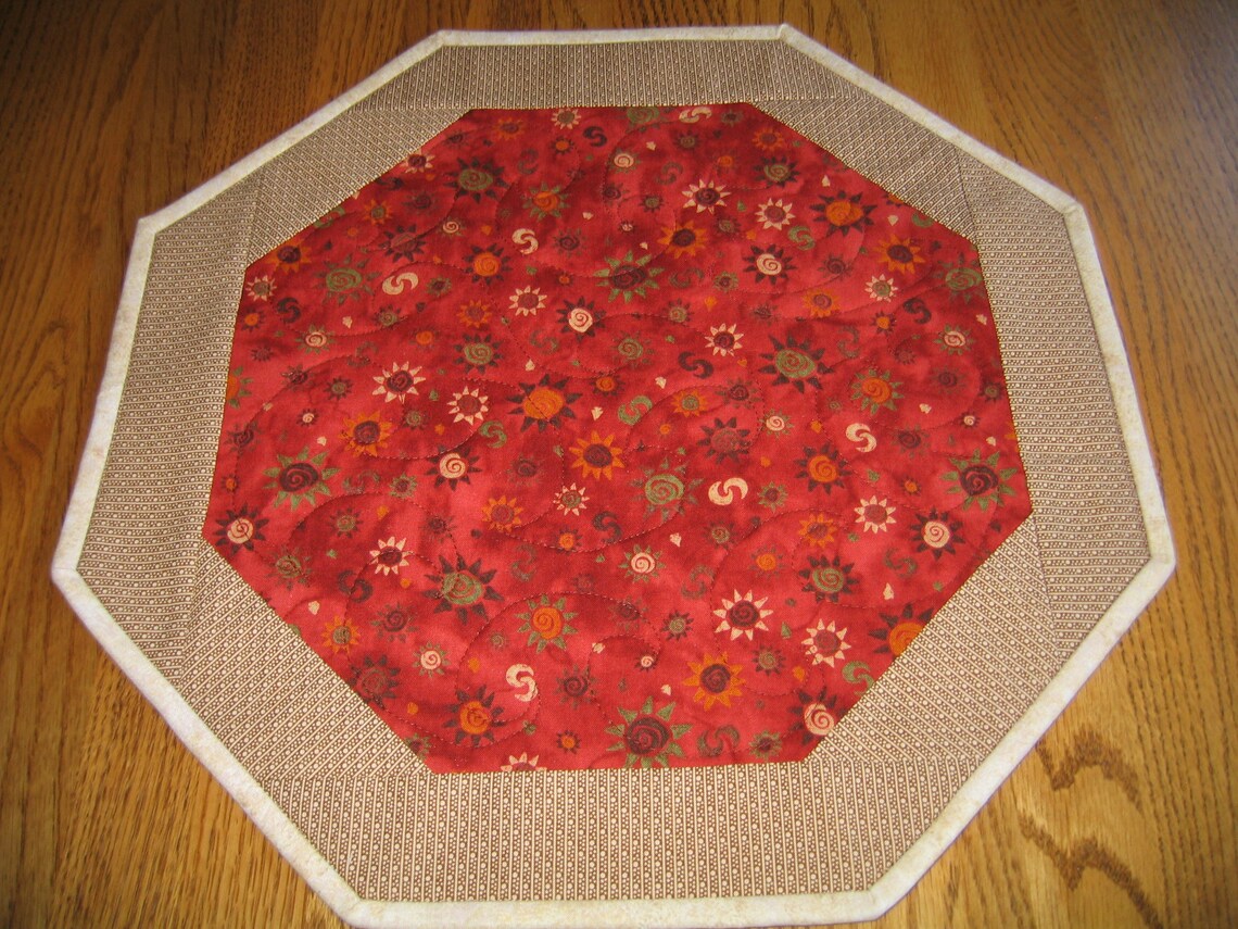 Quilted Octagon Placemats Orange Suns Southwest Choose 1 2 Etsy