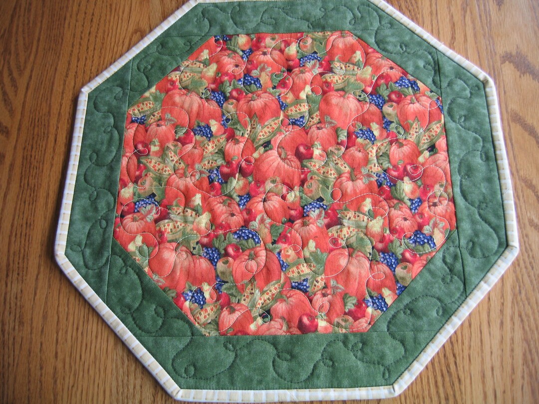 Quilted Octagon Centerpiece/placemats Pumpkins Grapes Fall Etsy
