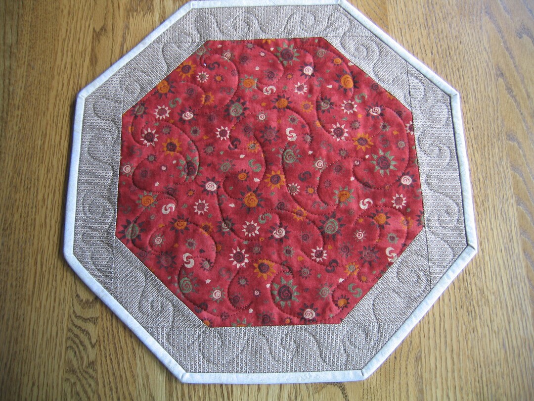 Quilted Octagon Centerpiece/placemats Orange Suns Southwest Etsy