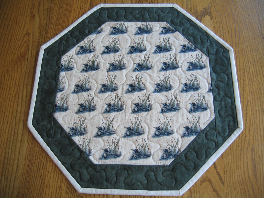 Quilted Octagon Centerpiece/placemats Loons Cabin Decor North Woods