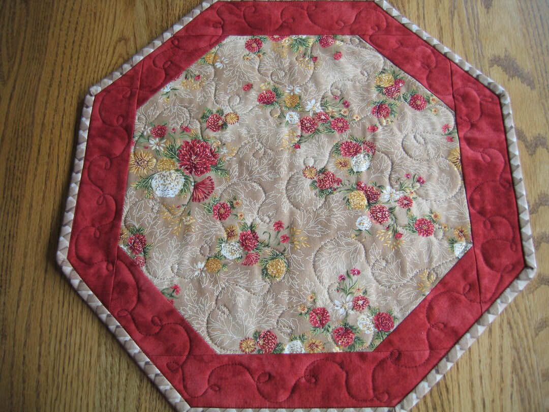 Quilted Octagon Centerpiece/placemats Fall Floral Autumn Decor Etsy
