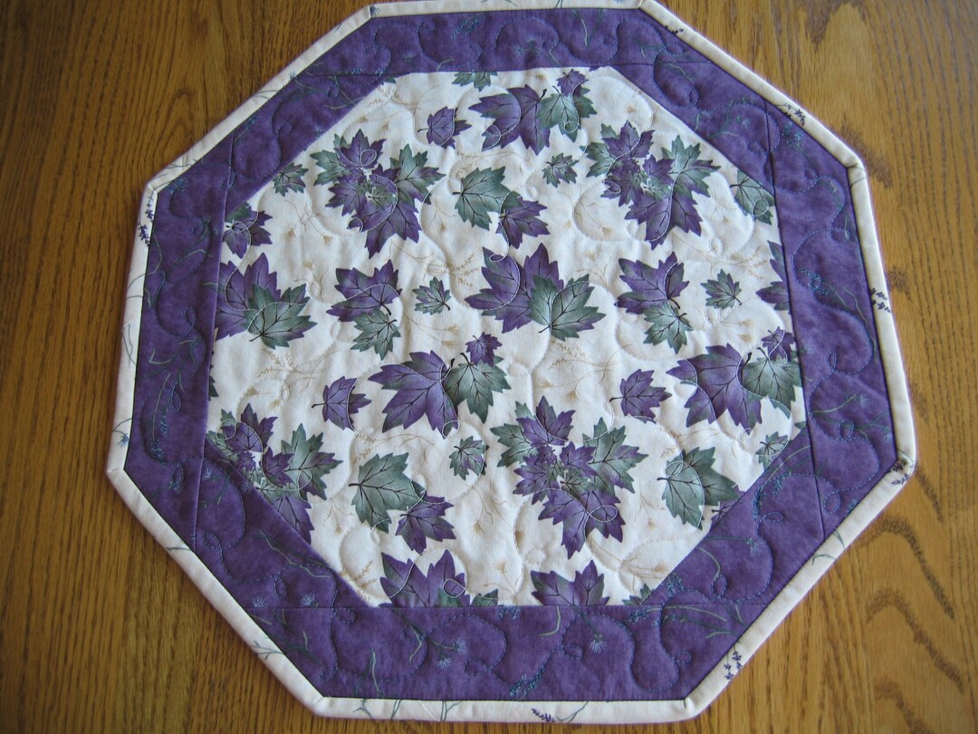 Quilted Octagon Centerpiece/placemats Purple Leaves Floral Etsy
