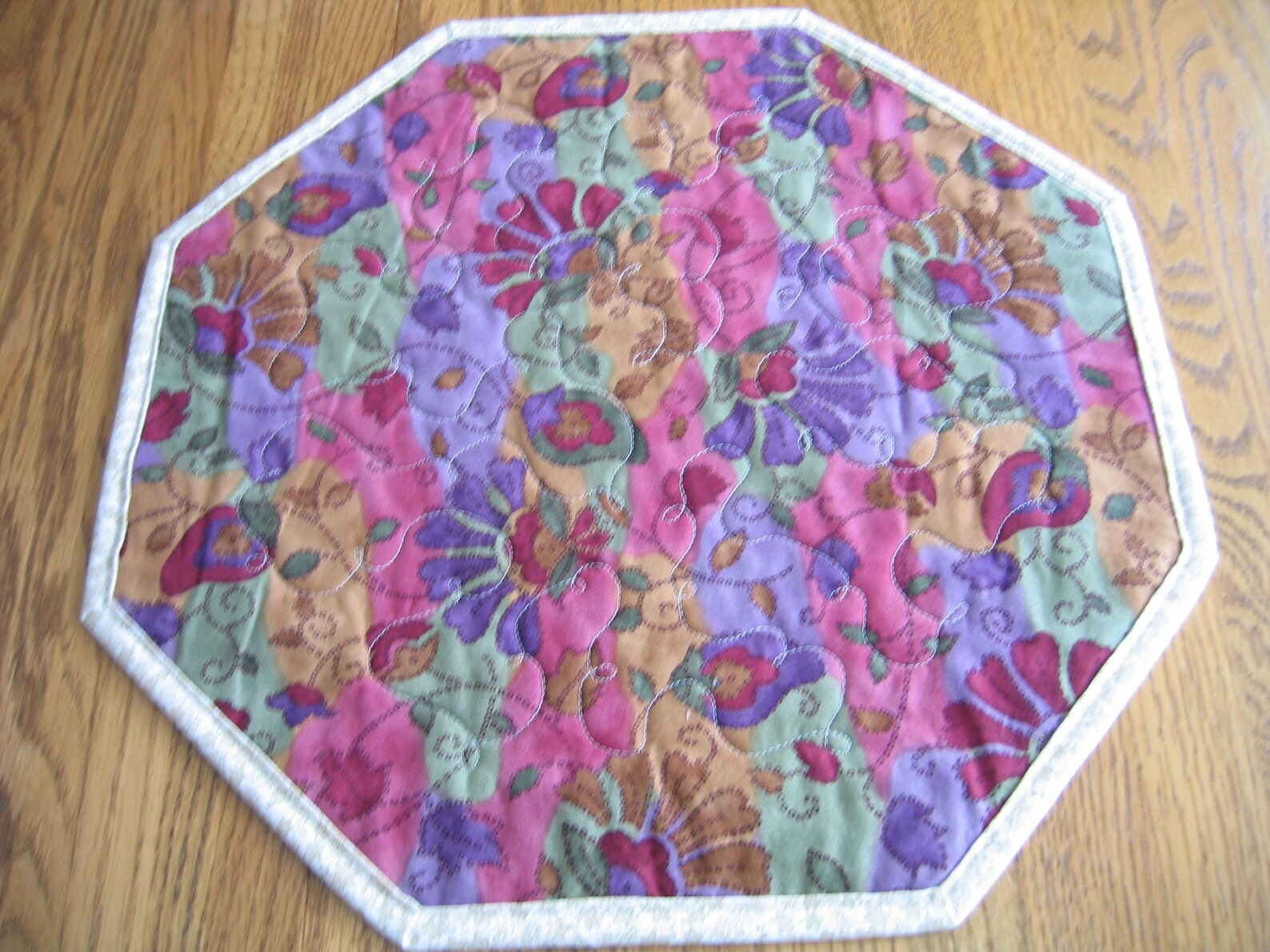 Quilted Octagon Placemats Blue Maroon Floral Paisley Choose Etsy