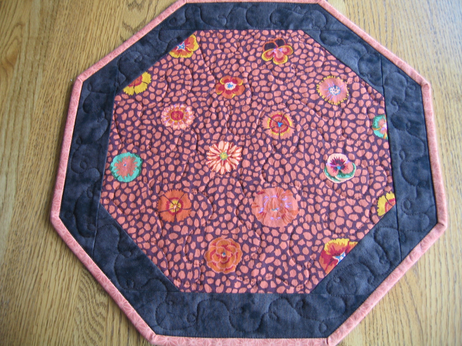 Quilted Octagon Placemats Orange Floral Kaffe Fassett Choose Etsy