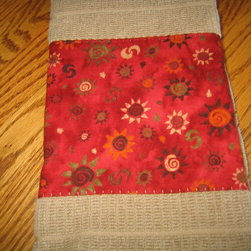 Southwest Suns Orange Desert Floral Tan Terry Towel - Set of 2