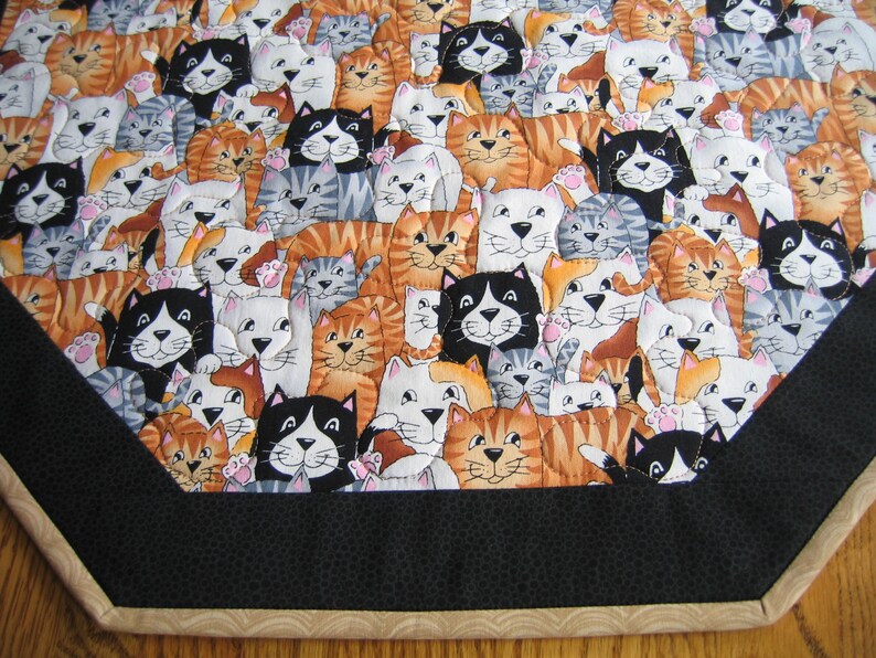 Quilted Octagon Placemats Cats Black Tan Choose 1 or 2 Etsy