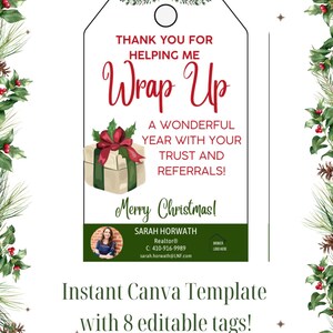 Danke, dass du mir geholfen hast, ein tolles Jahr zu beenden! Realtor Geschenkanhänger | Geschenkpapier | Makler | Weihnachts PopBy Tag - vollständig bearbeitbar