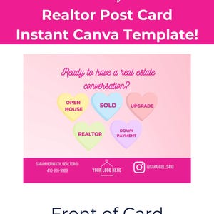 不動産業者向けバレンタインデー不動産ポストカード - 不動産業者マーケティング - Canva テンプレート - カスタマイズ可能 - 即時デジタルダウンロード