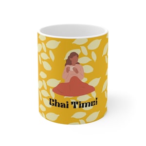 Gift Mug Decorative Chai Time Cup Indian Themed Coffee Cup Gift Bright Mug for Tea Lover Colorful Chai Time Mug for Coffee