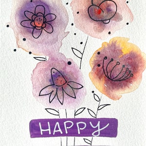 Handgemalte Geburtstagskarte Aquarell | Einzigartige Grußkarte zum Geburtstag | Kunstvolle Karte für Freunde und Familie