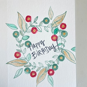 Handgemalte Geburtstagskarte Aquarell | Einzigartige Grußkarte zum Geburtstag | Kunstvolle Karte für Freunde und Familie