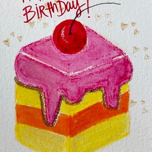 Handgemalte Geburtstagskarte Aquarell | Einzigartige Grußkarte zum Geburtstag | Kunstvolle Karte für Freunde und Familie