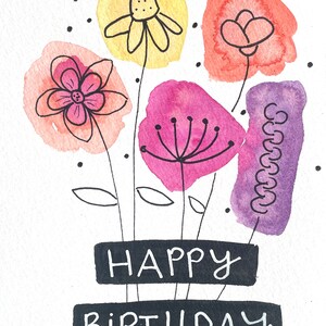 Handgemalte Geburtstagskarte Aquarell | Einzigartige Grußkarte zum Geburtstag | Kunstvolle Karte für Freunde und Familie