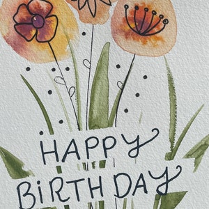 Aquarelle de carte d’anniversaire peinte à la main | Carte de vœux d’anniversaire unique | Carte artistique pour les amis et la famille