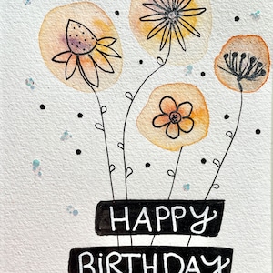 Handgemalte Geburtstagskarte Aquarell | Einzigartige Grußkarte zum Geburtstag | Kunstvolle Karte für Freunde und Familie