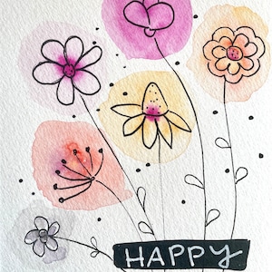 Handgemalte Geburtstagskarte Aquarell | Einzigartige Grußkarte zum Geburtstag | Kunstvolle Karte für Freunde und Familie