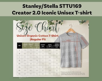 Stanley/Stella STTU169 Unisex Bio-Baumwolle T-Shirt Größentabelle POD Branding (Digitaler Download)