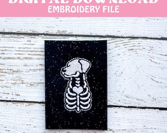 Halloween Fall Feltie Design, Spooky embroidery feltie PES EXP DST file. Skeleton dog Feltie