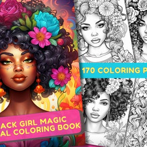 170 Black Girl Magic Coloring Book Volume 2, Printable PDF, Black Women Magic Bundle Coloring Pages, Grayscale Coloring Book For Adults Kids