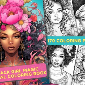 170 Black Girl Magic Coloring Book Volume 1, Printable PDF, Black Women Magic Bundle Coloring Pages, Grayscale Coloring Book For Adults Kids