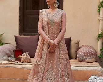 Bestickter Organza Maxi Anzug: Pakistanische indische Hochzeitskollektion