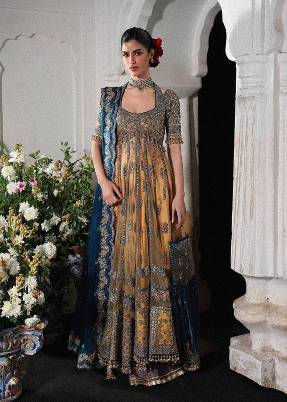 blue and gold embroidered dress Sleeveless Metallic Embroidered Prom Dress with Slit Royal Blue / Small