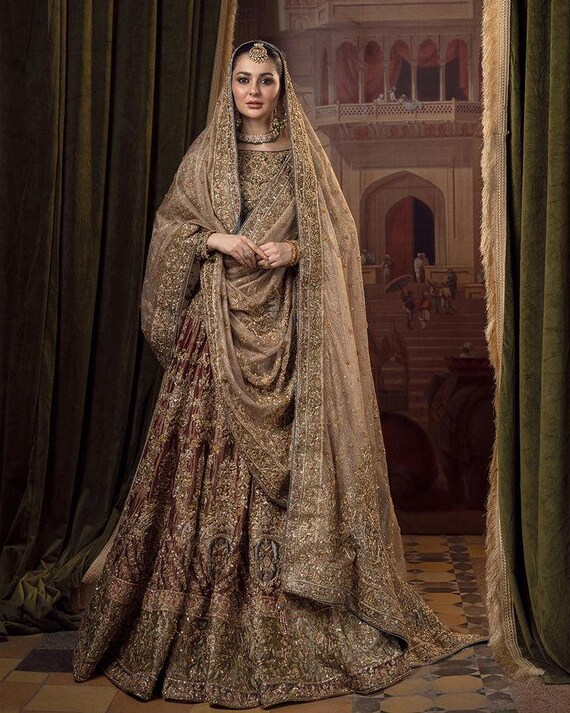Golden Hazel Bridal Dress: Hand-embellished Pakistani Indian Wedding Outfit - Etsy Golden Hazel Bridal Dress: Hand-embellished Pakistani Indian Wedding Outfit - Etsy
