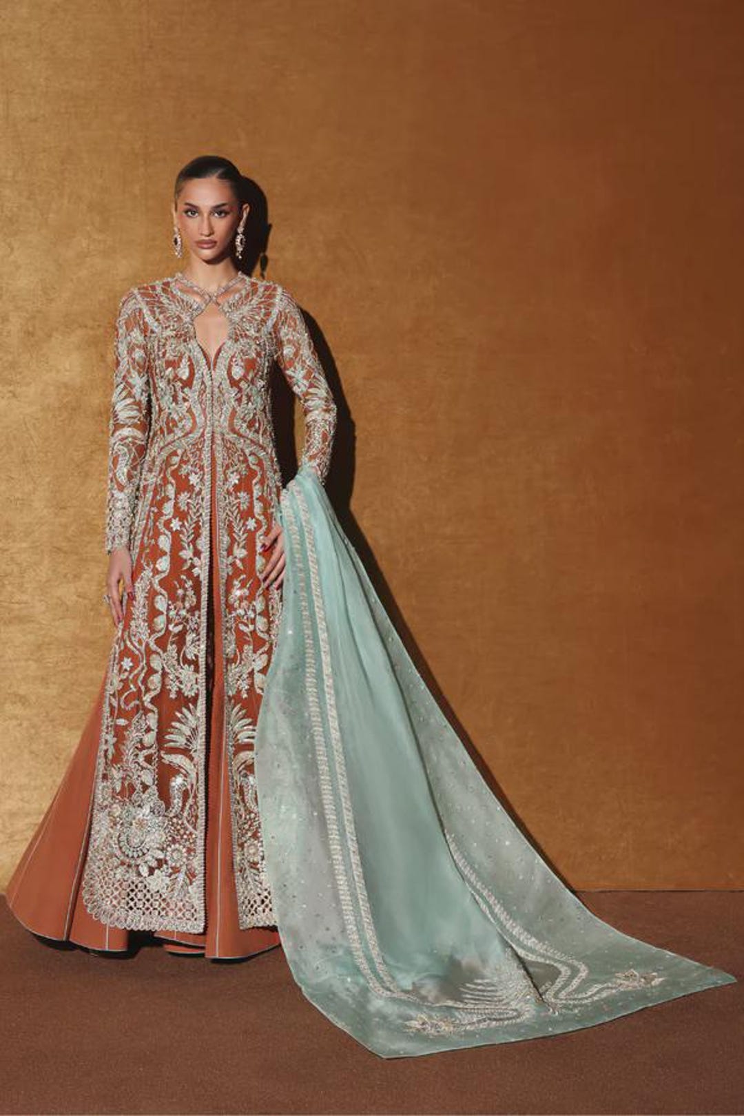 Net Jacket Pakistani Long Jacket Dresses Crystal White Pakistani Wedding  Dress In Jacket Style LARGE