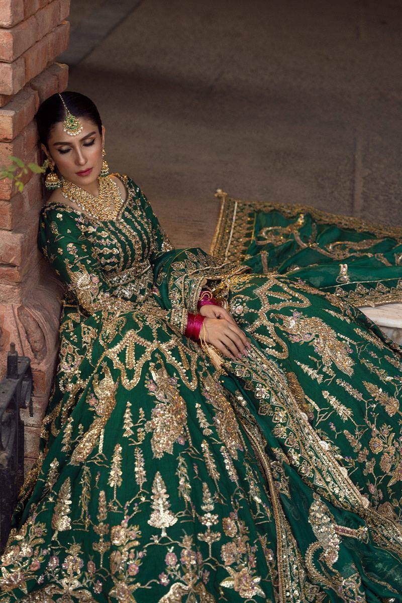 Emerald Green Pakistani Wedding Dress: Heavy Embroidered Designer Maxi -  Etsy