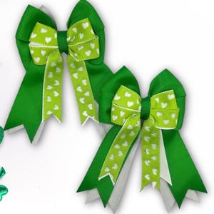 Green Heart Equestrian Show Bows: Handmade Horse Show Hair Accessories